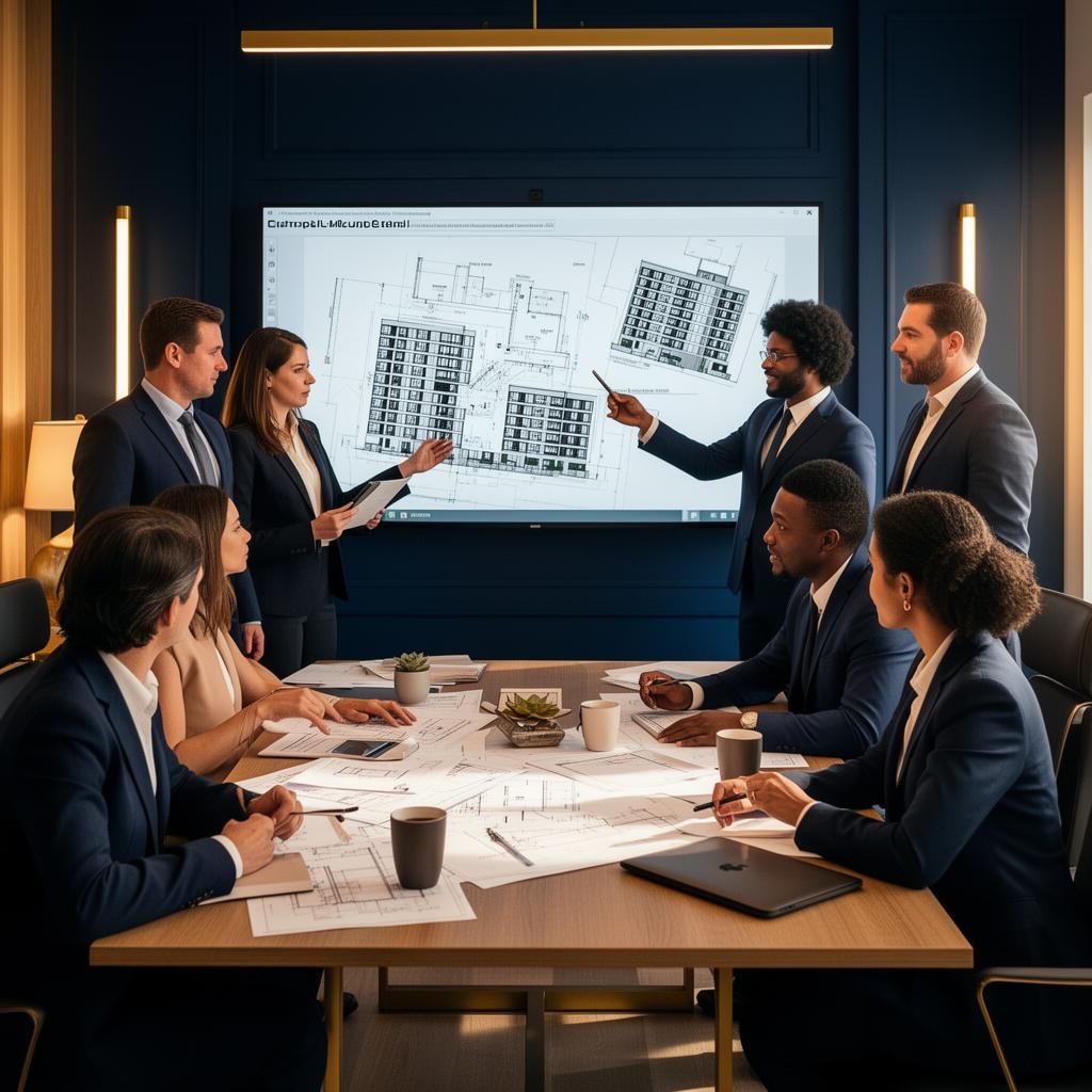 Ardent Management team reviewing property plans